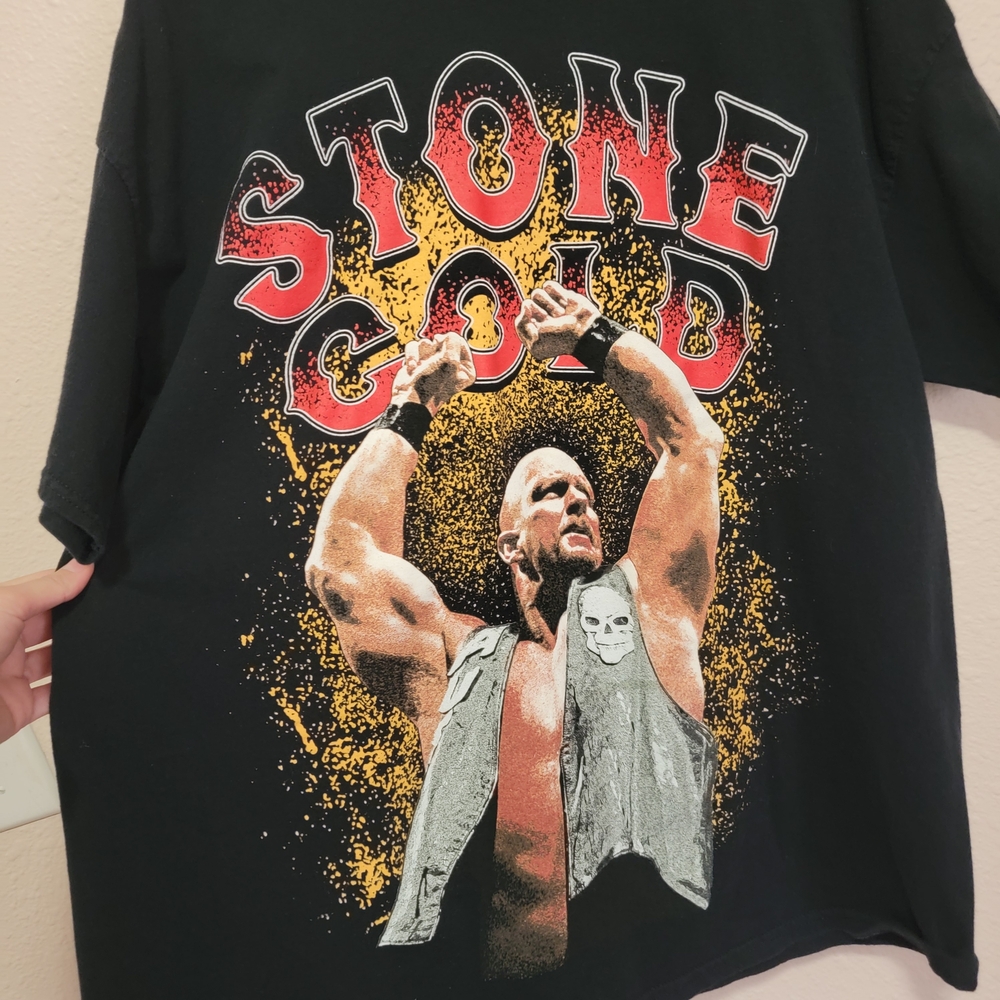 Stone Cold Steve Austin WWE black red Yellow Graphic Tee T-shirt Legends 90S Y2K - Picture 6 of 8